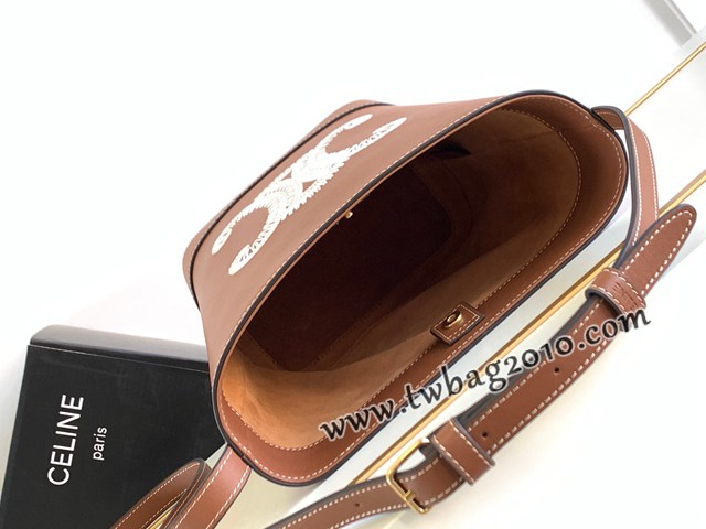 Celine專櫃2023s春夏新品CUIR TRIOMPHE小號繡花光滑牛皮水桶包 賽琳百搭斜挎肩背女包 sldj2431